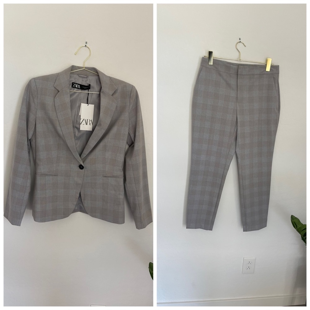 ZARA Women’s Plaid Blazer & Pants Suit Size 6 NWT
